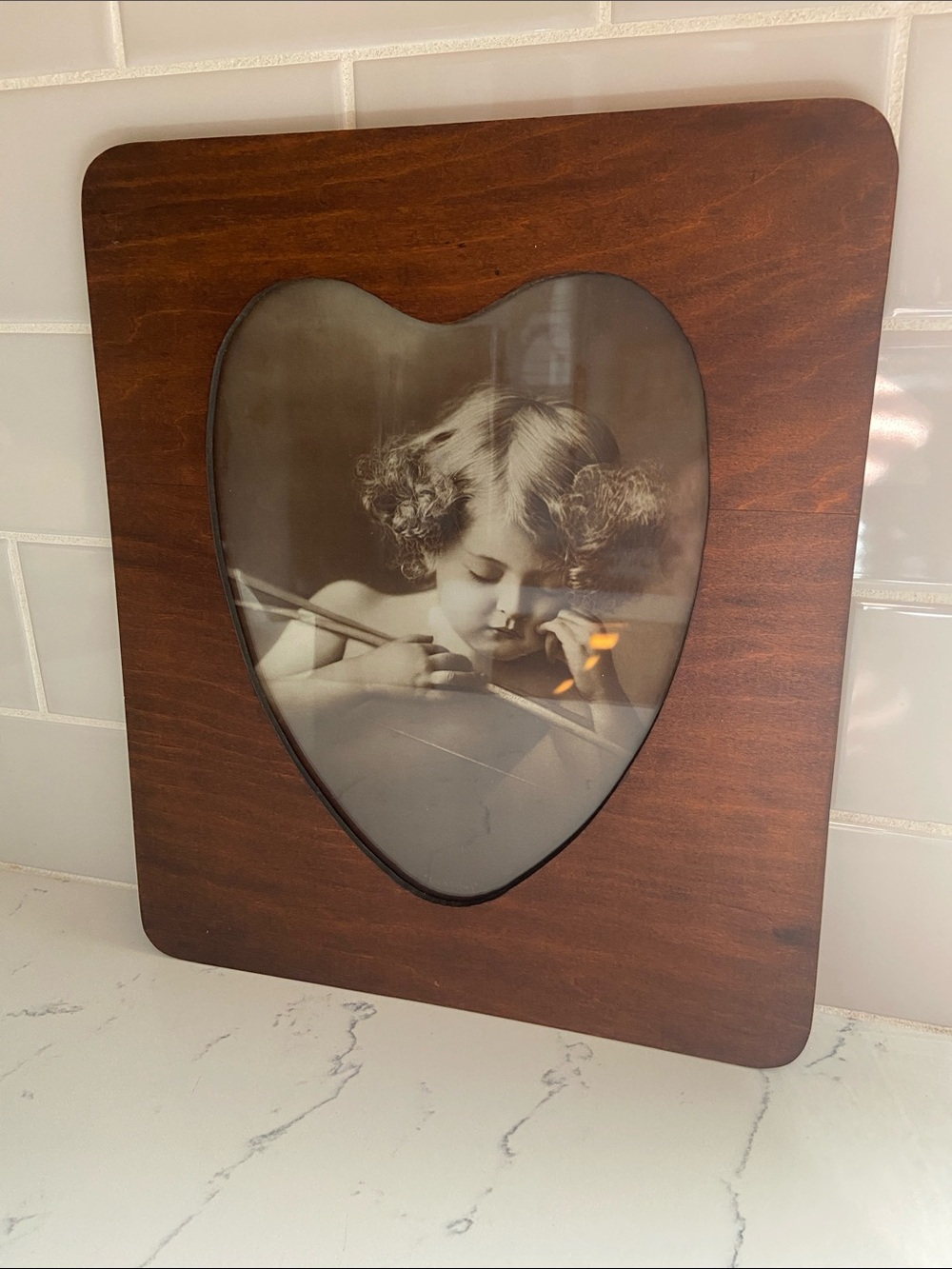 Vintage MCM Biomorphic Wood Picture Frame Freeform 13x15